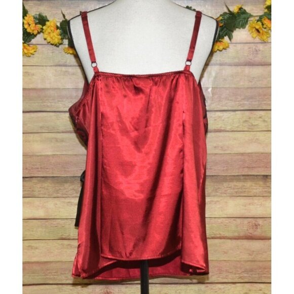Lane Bryant 20W Deep Red & Black Sleeveless Blouse Sequin Whimsy Goth Fairy Core - Picture 10 of 12